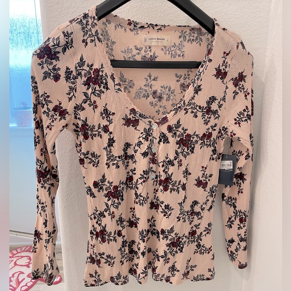 Lucky Brand Pink Floral Long Sleeve NWT